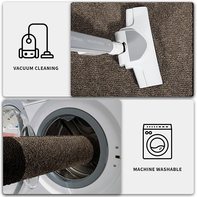PURRUGS Dirt Trapping Door Mat 24" x 96", Non-Slip Machine Washable Entry Rug, Entrance Mat, Indoor Front Door Mat, Super Absorbent Entryway Rug for Muddy Shoes & Paws, Grayish Brown & Coffee