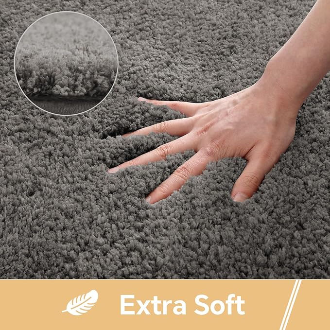 Taupe Bathroom Rugs 17"x24" - High-Density Microfiber Bath Mat, Fluffy Non Slip Absorbent and Washable Bathroom Mat - Ideal for Small Spaces, Vanity, Toilet, or Pet Mat