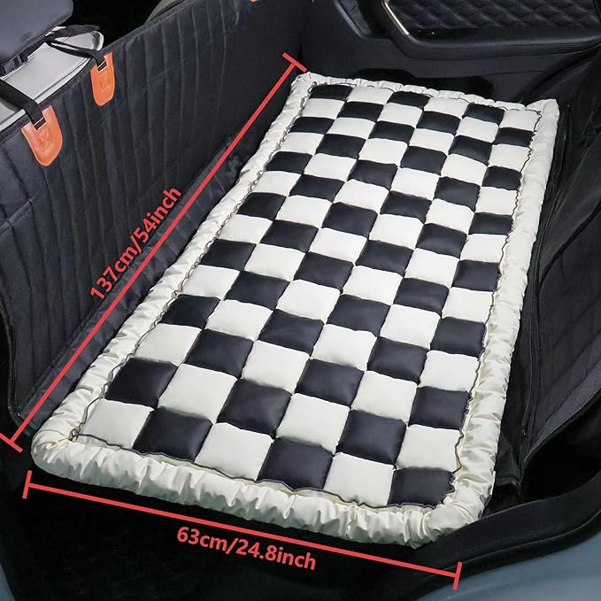 AEEISHOMEREFORM Dog Bed Mat for Car Back Seat，Waterproof Backseat Pet Bed Pad，Non-Slip Dog Car Seat Cover，Leather Pet Cushion Fit for Backseat Extenders and Trucks SUV (Black, 24.8x54 inch)