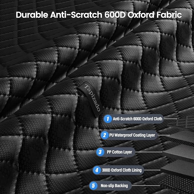 Tapizado SUV Cargo Liner for Dogs with Taller Side Panels, Waterproof Pet Trunk Cover with Anti-Scratch Oxford, Dog Seat Mat for SUV Van with Bumper Flap Protector, Non-Slip, Large Size Universal Fit