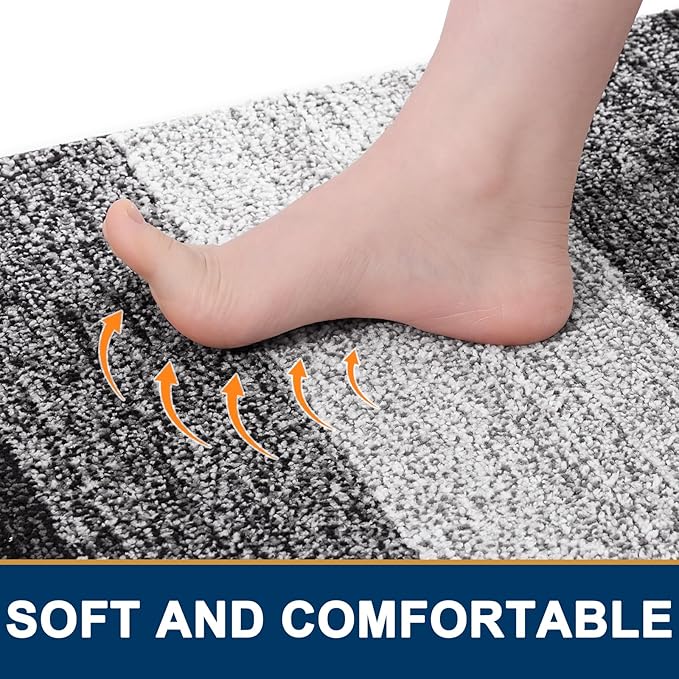 Smiry Dog Door Mat for Muddy Paws, Absorbs Moisture and Dirt, Low-Profile Entryway Mat with Non-Slip Backing, Entry Indoor Outdoor Doormat for Inside Floor (70x24 Inches, Black, Striped)