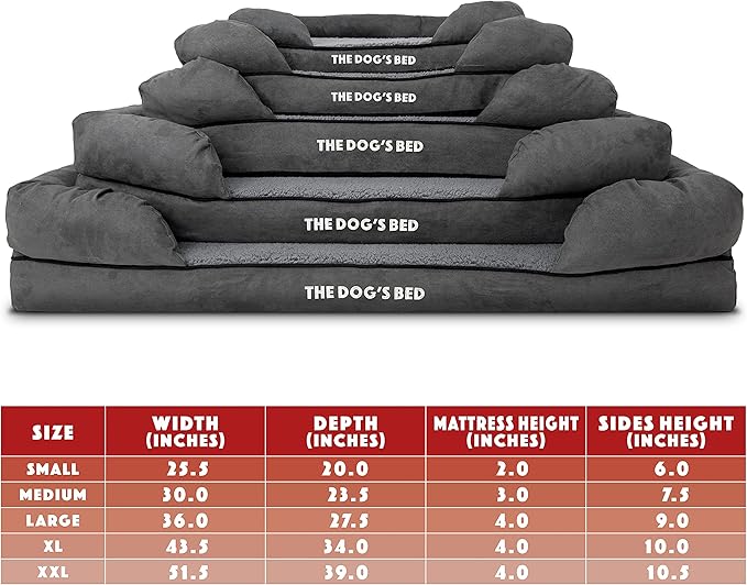 The Dog’s Bed, XL Grey Plush, Solid Memory Foam, Pain Relief: Arthritis, Hip & Elbow Dysplasia, Post Surgery, Lameness, Supportive, Calming, Waterproof Washable Cover