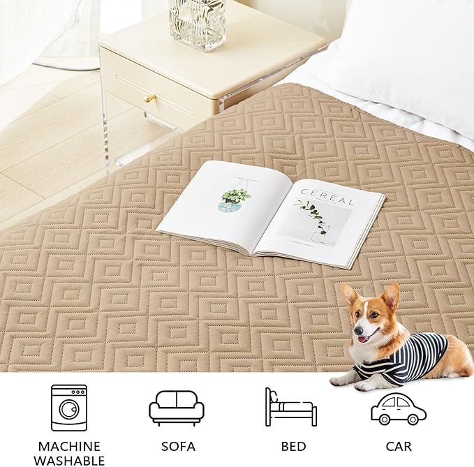 hyha Waterproof Dog Blanket, Soft Pet Bed Blankets, Waterproof Sofa Couch Cover for Dogs Washable, Reversible Pet Couch Covers for Sofa Furniture (30x90 Inch, Camel/Beige)