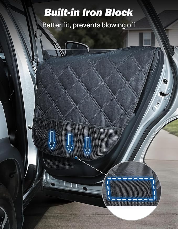 JOYTUTUS Dog Car Door Protector Compatible with Sedan/Family Car/Small SUV, Waterproof & Anti-Scratch Door Protector from Dog Scratching with Storage Pockets (2 Packs Universal Fit)
