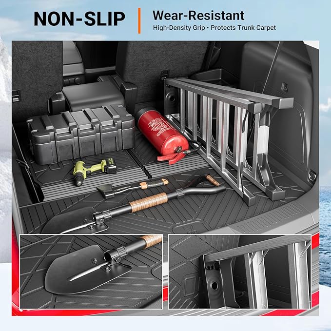 powoq 6&7 Seats Cargo Mat Compatible with 2020-2026 Ford Explorer Cargo Liner Back Seat Protector Trunk Mat TPE Replacement for 2020-2026 Ford Explorer Accessories (Trunk Mat with Backrest Mats)