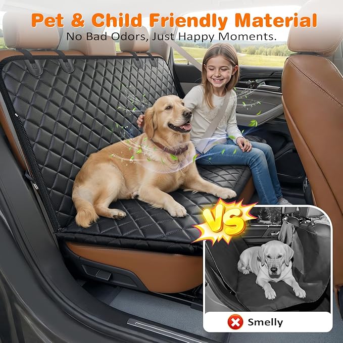 URPOWER Dog Car Seat Cover for Pets 100% Waterproof Seat Cover Hammock 900D Heavy Duty Scratch Proof Nonslip Durable Soft Back Seat Covers for Cars and SUVs