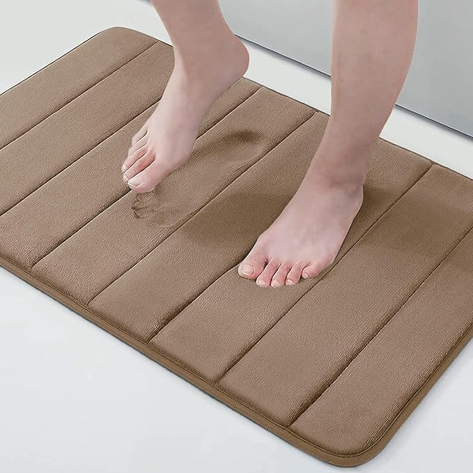 Buganda Memory Foam Bath Mat, 24" x 16", Ultra Soft and Non-Slip Bathroom Rugs, Water Absorbent and Machine Washable Bath Rug for Bathroom, Shower, and Tub, Mocha