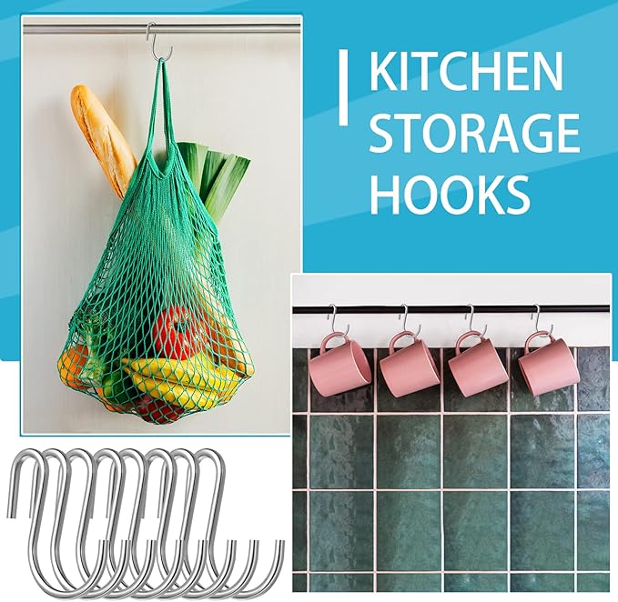 Sratte 120 Pieces Small S Hooks for Hanging Heavy Duty Mini S Shaped Metal Hook Hanger Ornament Storage Hooks for Plants DIY Craft Hanging Pot Jewelry Key Chain Tags Kitchenware(Silver, 1 Inch)
