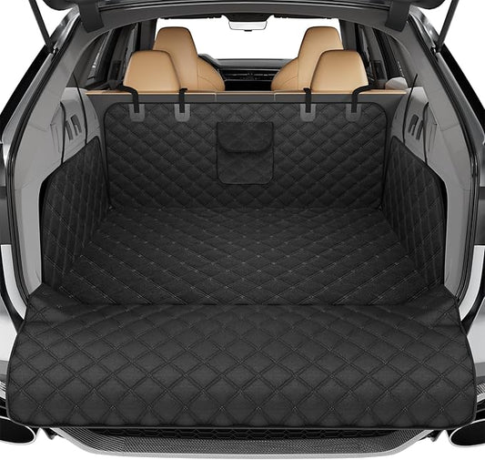 Simple Trending SUV Cargo Liner for Dogs, Waterproof Dog Car Seat Cover Mat for SUVs Sedans Vans, Universal Fit Pet Trunk Cover with Non-Slip Bumper Flap Protector, Black