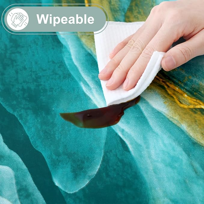 misaya Rectangle Waterproof Vinyl Table Cloth, Wipeable Tablecloth with Flannel Backing, Plastic Table Cover for Dinner, Picnic, Indoor and Outdoor (Ripples, 52" x 70")