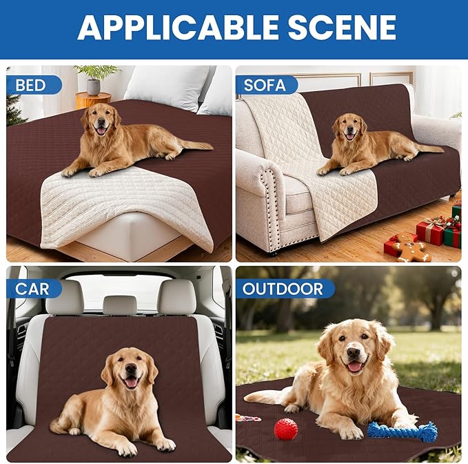 CYCMACO Waterproof Dog Bed Cover Pet Blanket, Soft Couch Cover for Dogs Washable, Non-Slip Dog Blanket Protect Furniture Couch Sofa Car for Puppy Large Dogs Cat (52x82 Inch, Coffee)