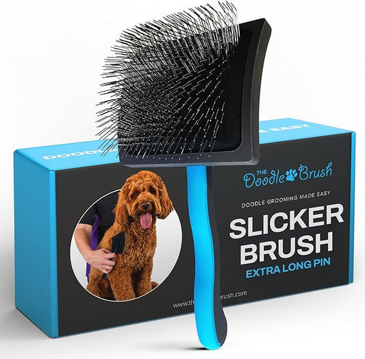 The Doodle Brush, Slicker Brush for Dogs Detangler, Poodle Pin Dematting Dog Hair Brushes, Extra Long Pin Slicker for Goldendoodle, Cockapoo, Cavapoo, Tangle-Free Grooming Shiny Coat Pet Brushes