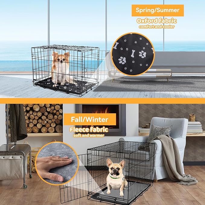 Klmnop Washable Dog Crate Pan Cover, Reversible Cool Side & Warm Side Dog Bed Liner for Pet Crate Pan 49 x 30 Inch, Cover Only(Grey)