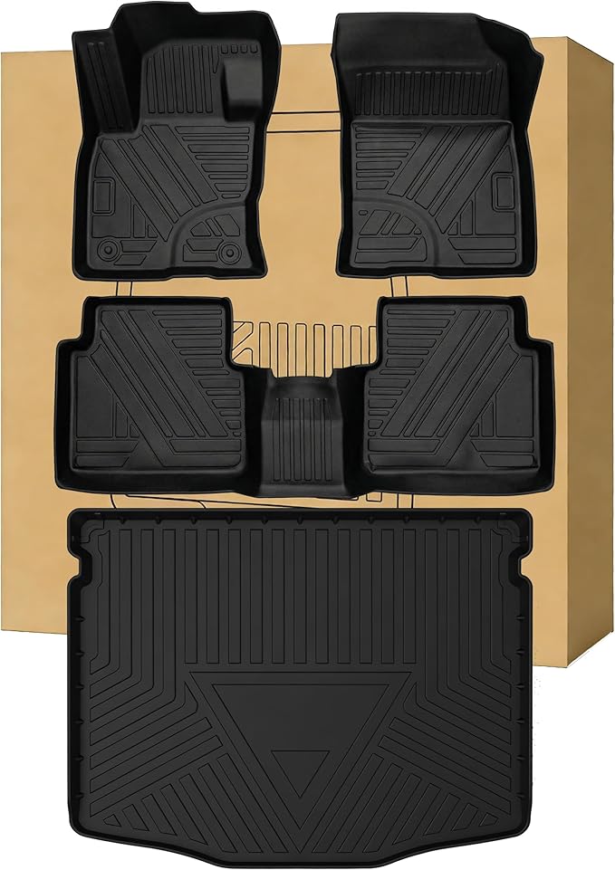 Aiqiying Floor Mats＆Cargo Liners Compatible with Ford Escape 2020-2025 Models，All Weather Waterproof Durable Custom-Fit Back Trunk Tray Front Rear Rows Full Set Carpet Protection TPE Accessories