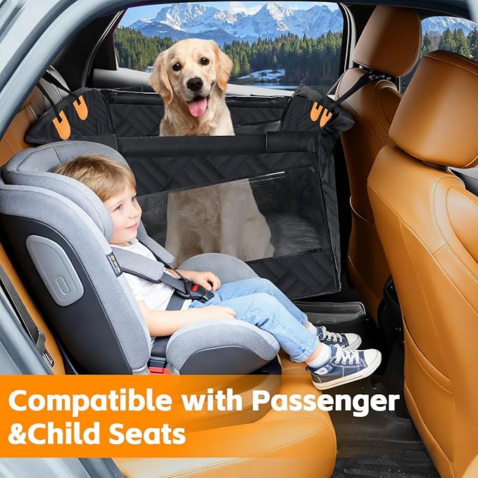 HNCPSY Large Dog Car Seat, Back Seat Extender for Dogs UP to 65LB, 1 Piece Hard Bottom Car Seat Cover for Dogs Waterproof Dog Seat Cover for Cars,SUV & Truck