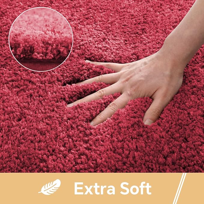 Red Bathroom Rugs Runner 24"x60" - Long Large Bath Mat, Soft Non Slip Absorbent Microfiber Bathroom Rug, Washable Plush Floor Mat - Perfect for Bedside, Kitchen or Vanity Area
