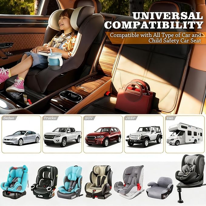 Bacgnyer Car Seat Protector, 2 Pack Carseat Seat Protectors for Child Baby Car Seat Mat Vehicle Pet Cover, Waterproof & Durable 600D Fabric Car Seat Cover with Non-Slip Backing and Mesh Pockets