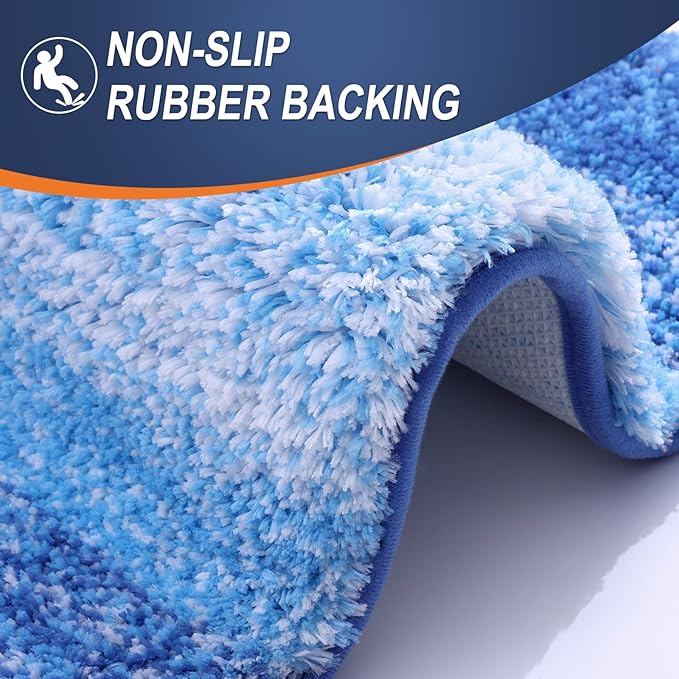 OLANLY Bathroom Runner Rugs 45x27, Extra Soft Absorbent Microfiber Bath Rugs, Rubber Backing, Quick Dry, Washable Bath Mats for Bathroom Floor, Tub and Shower, Home Decor Accessories, Light Royal Blue