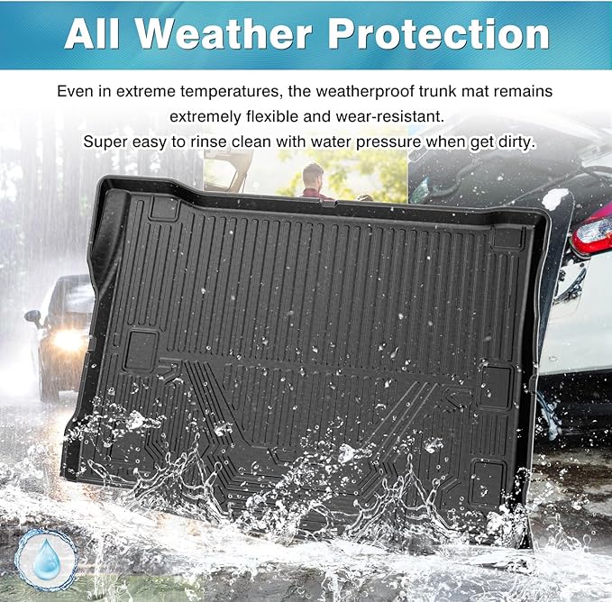 Mixsuper Cargo Liner for 2021-2025 Jeep Wrangler 4XE, All Weather Cargo Mat for Wrangler 4XE Rear Trunk Liner Black (Not for 2 Door or JL Unlimited Models)