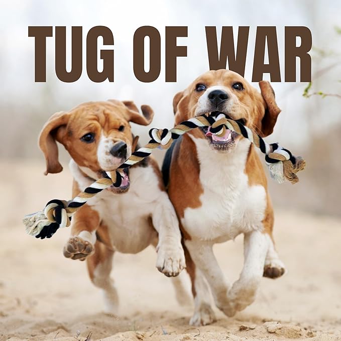 Medium and Large Dog Chew Toys for Aggressive Chewers, Dog Rope Toys for Medium Dogs, Indestructible Dog Toy, Knotted Dog Toys for Aggressive Chewers (Cotton and Polyester)