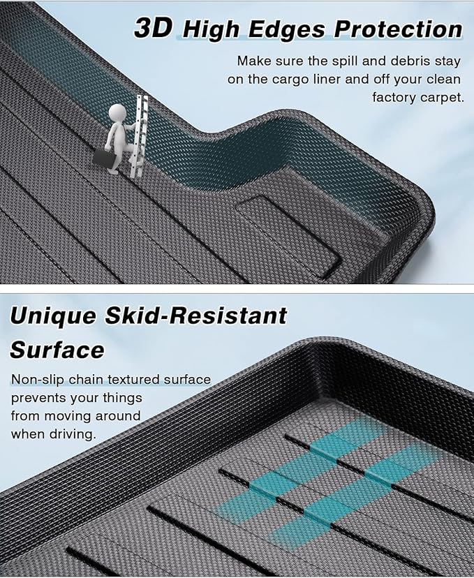 Mixsuper All Weather Cargo Liner - Custom Fit Trunk Mat Compatible with Ford Fusion (2013-2020), Platinum (2017-2018), Sport (2017-2020) Black