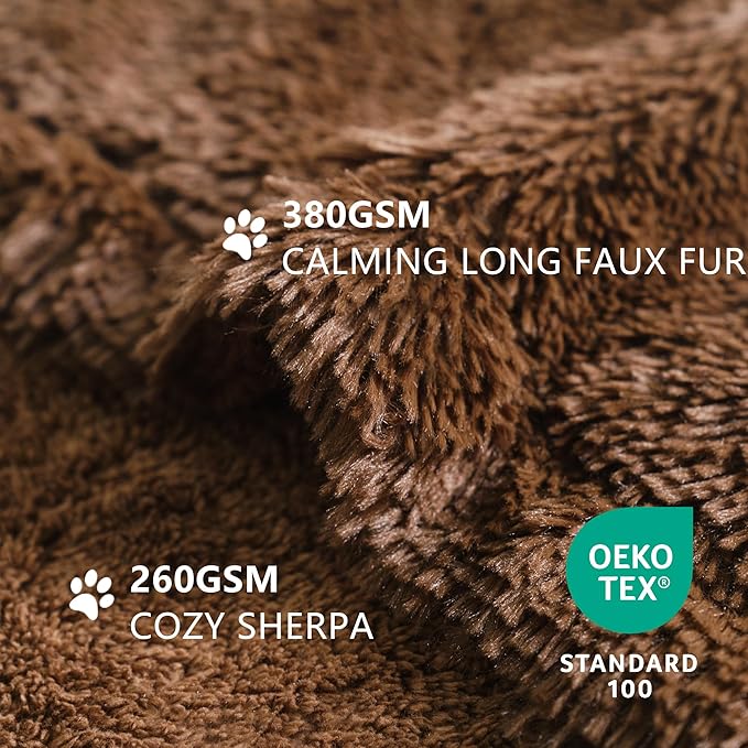 gogobunny Waterproof Dog Blanket for Couch & Furniture Protection - Super Soft Reversible Throw for Large Dogs & Cats, Calming Washable Fur & Sherpa Pet Blanket (25x35 Inch, Chocolate)