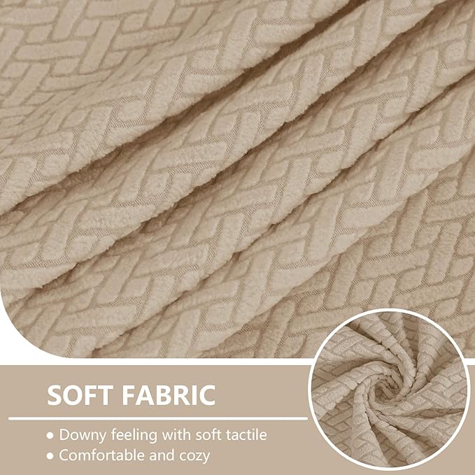 hyha Waterproof Couch Cushion Covers, Wear Resistant Couch Cover, Anti Slip Sofa Slipcovers Washable, Soft Thick Jacquard Furniture Protector for Pets Dog (2 Packs, Camel)