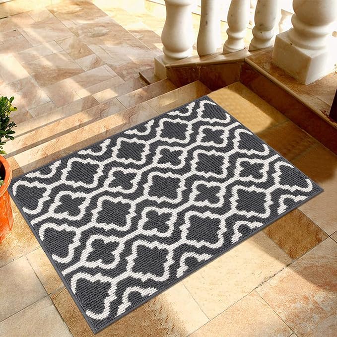 HEBE Indoor Door Mat 24''x36'' Non Slip Front Door Welcome Mats Washable Shoe Mats Dirt Trapper for Entryway Low Profile Kitchen Carpet for Entrance Hallways Entrance Mat for Dogs