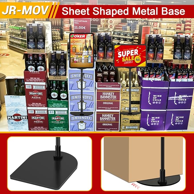 Table Top Sign Holders 8.5 x 11, Double-Sided Adjustable Floor Standing Sign Holder for Vertical Horizontal View, Black Tabletop Poster Stands for Display, Fit Retail Event Store, 8 Pack