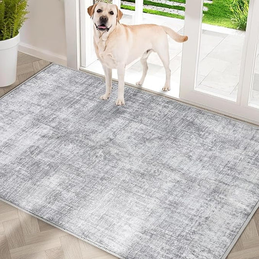 COMSLE Door Mat, Front Door Mat Indoor for Entrance Faux Wool Absorbent Non Slip Modern Throw Rug for Entryway Hallway Muddy Paws - Pet Friendly, 24x48 Inches, Machine Washable