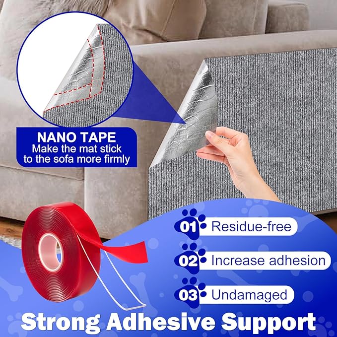 ENONCI 23.6x15.8 Couch Wall Corner Protection for Indoor Cats,Anti Scratch Furniture Protector from Cats Scratching,Trimmable Climbing Cat Scratcher Pad Play Mat Easy Use for Cat Board/Door/Carpet