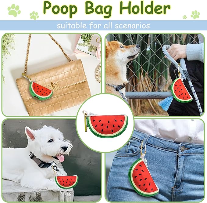 Convenient Dog Poop Bag Holder Leash Attachment with Zipper Case for Potty Bags - Cute Trash Bag Carrier Accessory Dispenser for Poo Bags