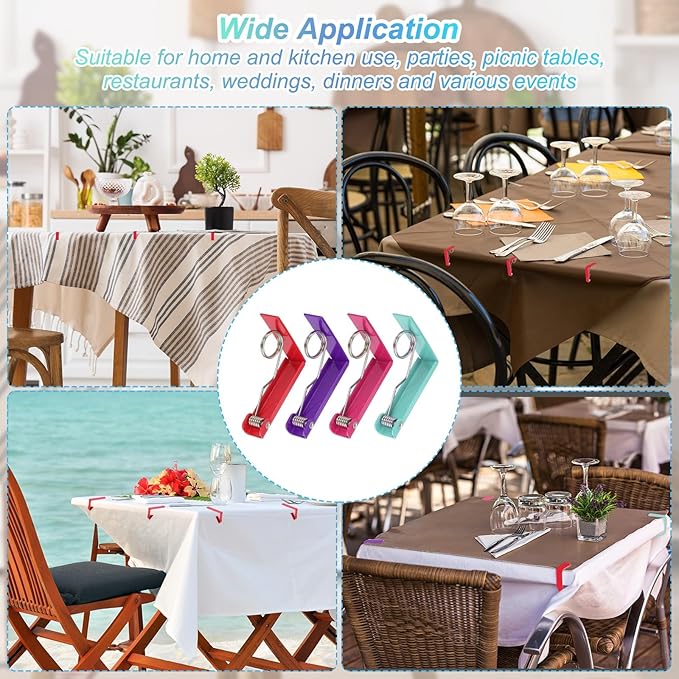 uxcell 4 Pack Tablecloth Clips, Stainless Steel Table Cloth Cover Clamps, 2.87" x 2.36" Windproof Holder Clips for Home Party Picnic Wedding Camping Dining Tables, Black