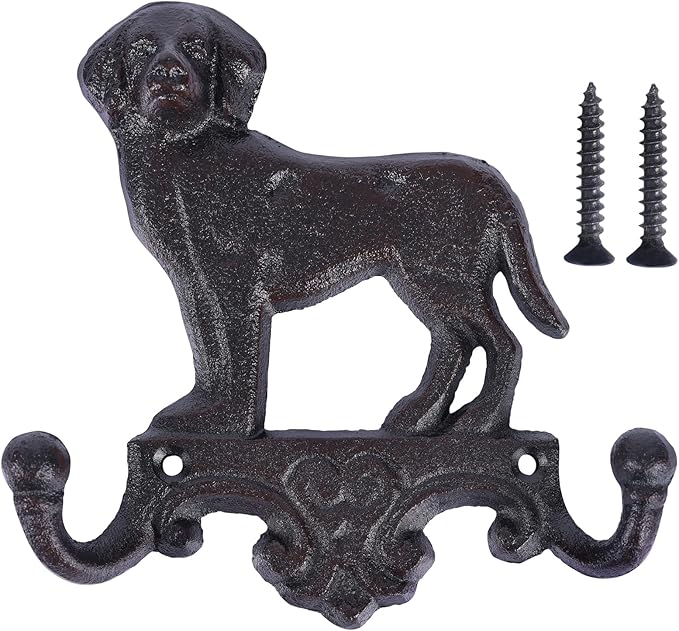 Cast Iron Cat Wall Mounted Hooks,for Wall Decorative Dog Family Key Holder Utility Hooks,Gift for Holder Rack Self Towels, Hats, Shower, Kitchen, Living Room, Office, Garage, Garden, Outdoor (Dog)