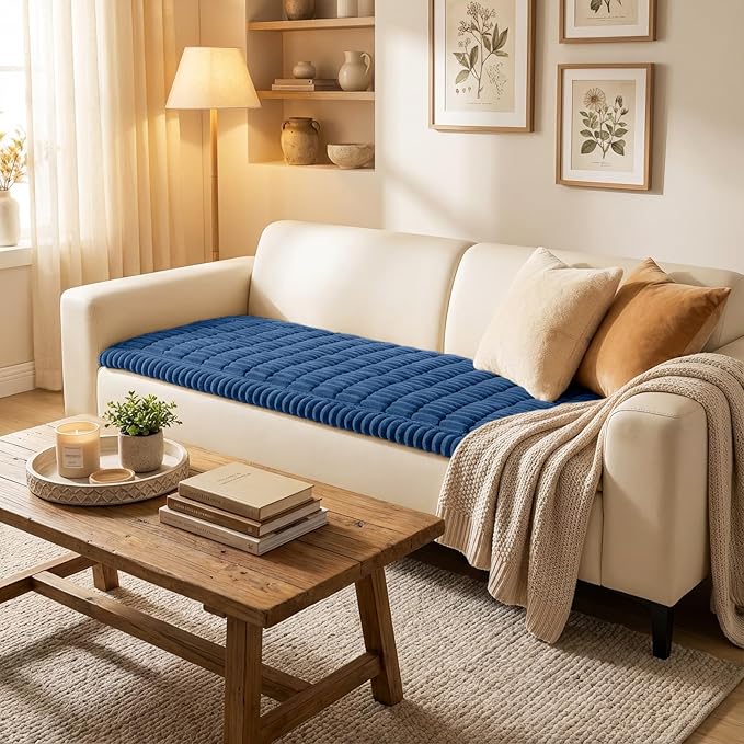 Smiry Couch Cover for Dogs, Non Slip Washable Sofa Protector for Pets, Soft Furniture Cover for Pet, Stylish Sofa Covers, Cozy Protect Against Fur, Dirt & Everyday Messes (Navy Blue, 35.4" x 88")