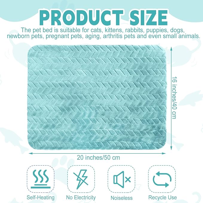 Drydiet 4 Pack Self Heating Cat Pad Self Warming Cat Bed Non Slip Warm Thermal Dog Pad Mat Washable Pet Kennel Crate Bed Mat for Pets Indoor Outdoor(Green,16 x 20 Inch)
