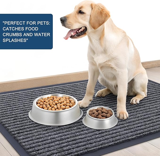 OLANLY Front Door Mat Indoor Outdoor Entrance, Waterproof Heavy Duty Doormat, Fade Resistant, Low Profile, Easy Clean Patio Porch Welcome Floor Mats for Entry, 59x40, Grey