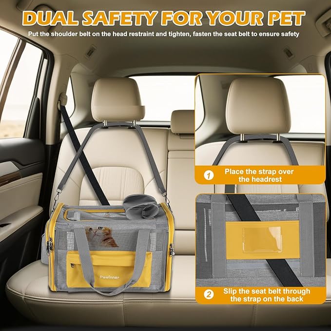 Cat Carriers, 17.7"x13"x13" Collapsible Pets Travel Carriers Dog Carrier Pet Carrier(Up to 20lbs), Waterproof Airline Approved Soft Sided, Car Travel Portable Bag for Big Cats/Small Dogs