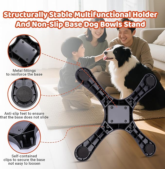 Elevated Adjustable Dog Bowl Feeding Stand, 3 Heights and Tiled Ajudst, Compatible with Moost Feeding Bowls, Great for Medium Large Dogs (2 Pack-C)