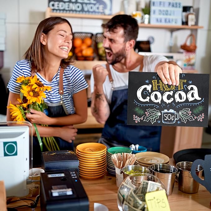 1 Pack Chalkboard 8 x 12 inch Tabletop Chalkboard Sign with Wood Base Double-Sided Message Boards Menu Chalkboard Stand for Kitchen Wedding Bar and Restaurant