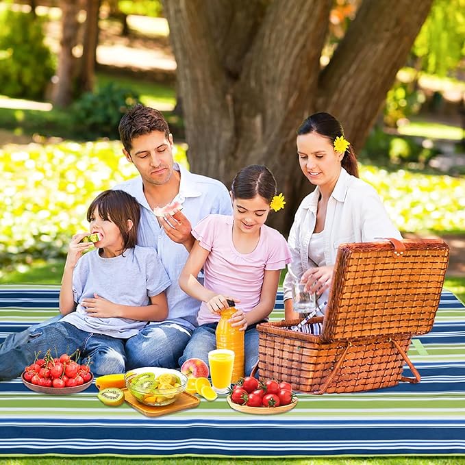 Picnic Blankets Extra Large Beach Blanket Waterproof Sandproof Outdoor Blanket for Grass Sand Free Beach Mat Picnic Mat Foldable 80" X60 for Camping, Hiking Travel Sand Park