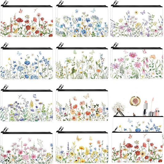 Reginary 20 Pcs Pink Flower Makeup Bag for Women Bulk Christian Gifts for Women Toiletry Zipper Makeup Bags Christmas Appreciation Gifts Cosmetic Pouch Reusable Multipurpose Organizer, 7 x 4.3 Inches