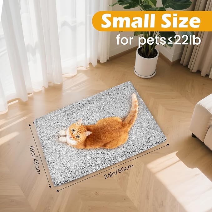 Buvlnee Self Warming Cat Bed Mat, Self Heating Mat for Dog, Extra Warm Thermal Pet Pad with Non-Slip Bottom, Removable Washable Cover for Indoor Outdoor Non Electric (Black, 18x24in)
