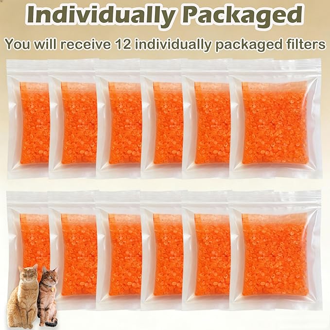 12 Pack Litter Box Deodorizer Refills for Whisker OdorTrap Pod, Odor Filters for Traditional Litter Boxes (Osmanthus)