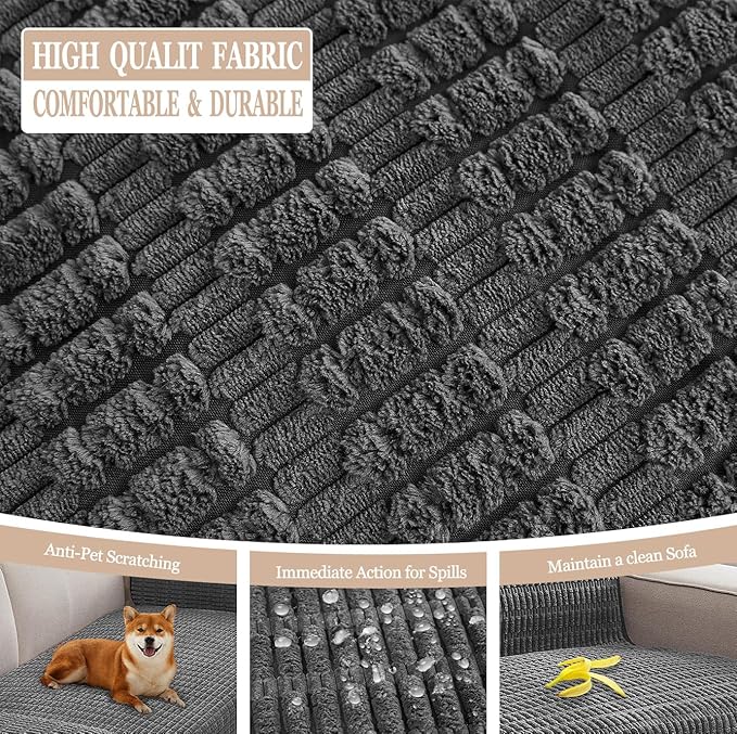 Meider Couch Covers Sofa Seat Covers, 33x70 inch Anti-Slip Dog Mat Pet Pad Blanket for Sofa Chair Recliner Bed Furniture Protector Washable (Dark Grey)