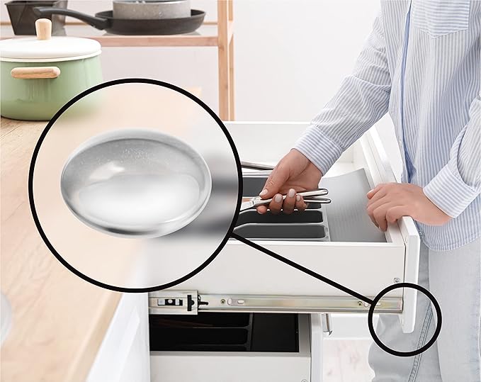 Slipstick Premium Cabinet Door Bumpers 3/8” Round Clear Adhesive Pads, Cabinet Stoppers, Rubber Bumpers for Drawers, Cupboards, Cutting Boards, Glass Tops, Picture Frames, Furniture, 48 Dampers