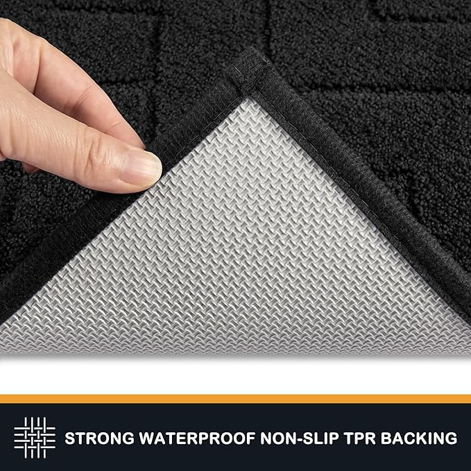 PURRUGS Dirt Trapping Door Mat 32" x 47", Non-Slip Machine Washable Entry Rug, Dog Doormat, Indoor Front Door Mat, Super Absorbent Entryway Rug for Muddy Shoes & Paws, Black