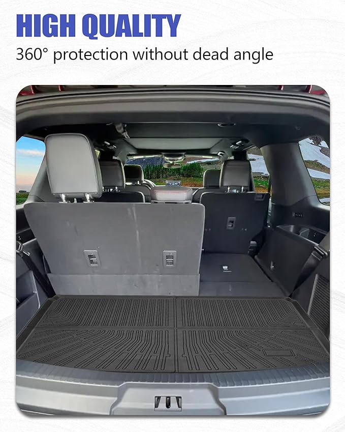 Cargo Liners for Ford Expedition Max/Lincoln Navigator L Accessories 2018-2024 with Hook&Loop Rear Trunk Mat Rear Seat Back Cover Protector Backrest Mat All Weather Anti-Slip Split Dog Liner