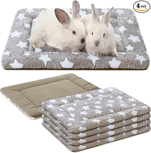 VitalCozy 4 Pcs Dog Crate Pads, Ultra Soft Warm Washable Anti-Slip Kennel Bed Mat for Pets, Reversible, Replaceable, Cage Liner for Small Medium Large Dogs and Cats(18 x 14 x 1.6 Inch,Star,Apricot)
