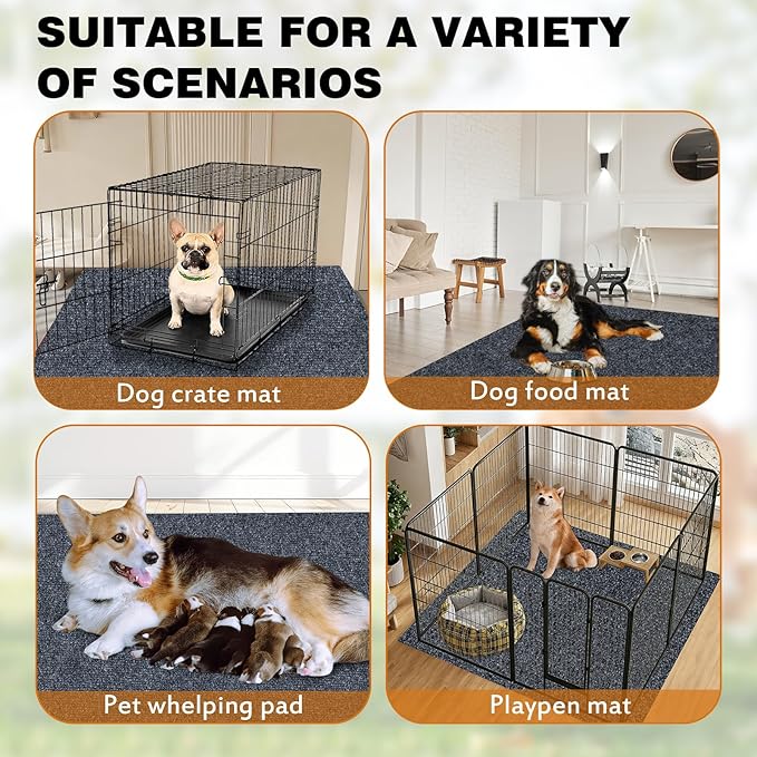 TRINKA Dog Crate Mat Liner, 46" X 60" X 0.2" Extra Large Waterproof Non-Slip Mat for Under Dog Kennel, Absorbs Urine Washable Reusable Under Pet Crate Pad to Protect Floors (Dark Gray)